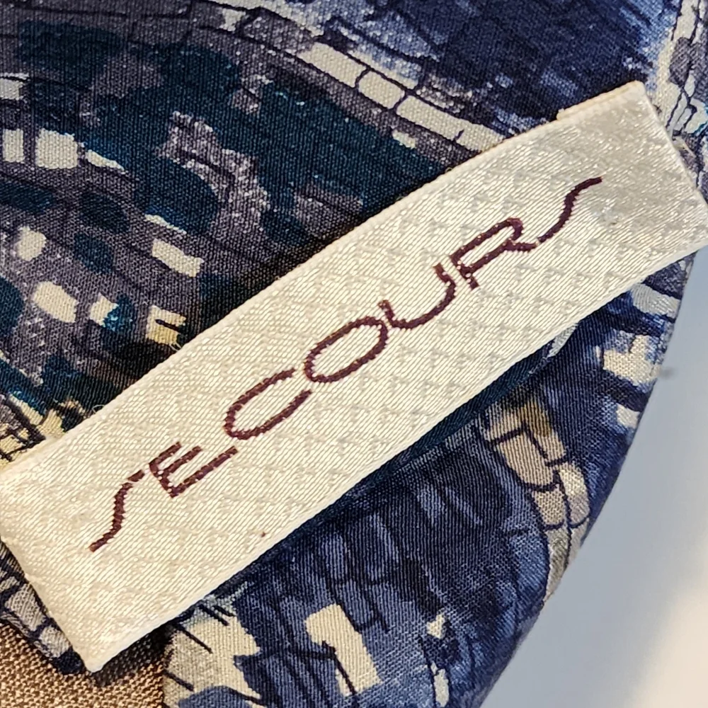 SECOURS Abstract Blue and Gray Silk  Tie